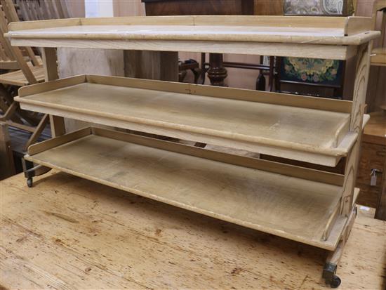 A pine three tier trolley, W.125cm